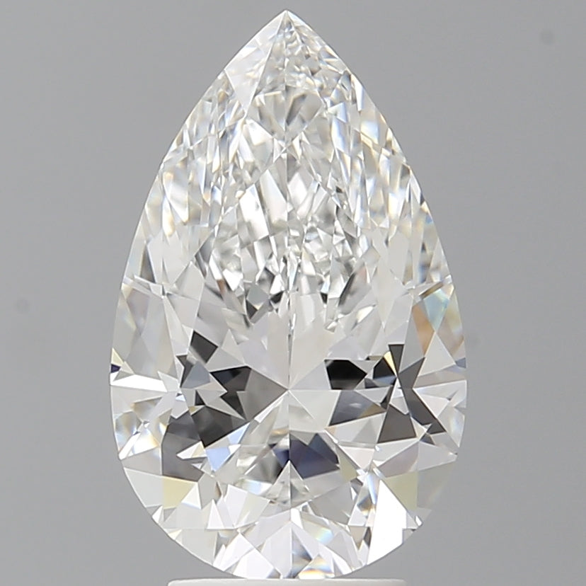 4.10 Carat Pear Shaped, Ideal Cut, F Color, VVS2 Clarity, IGI Certified Lab Grown Diamond