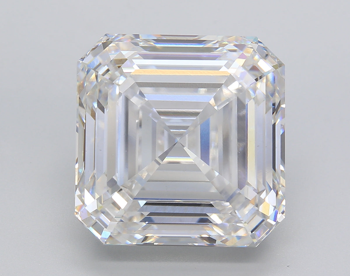 16.50 Carat Asscher Shaped, Ideal Cut, E Color, VS1 Clarity, IGI Certified Lab Grown Diamond