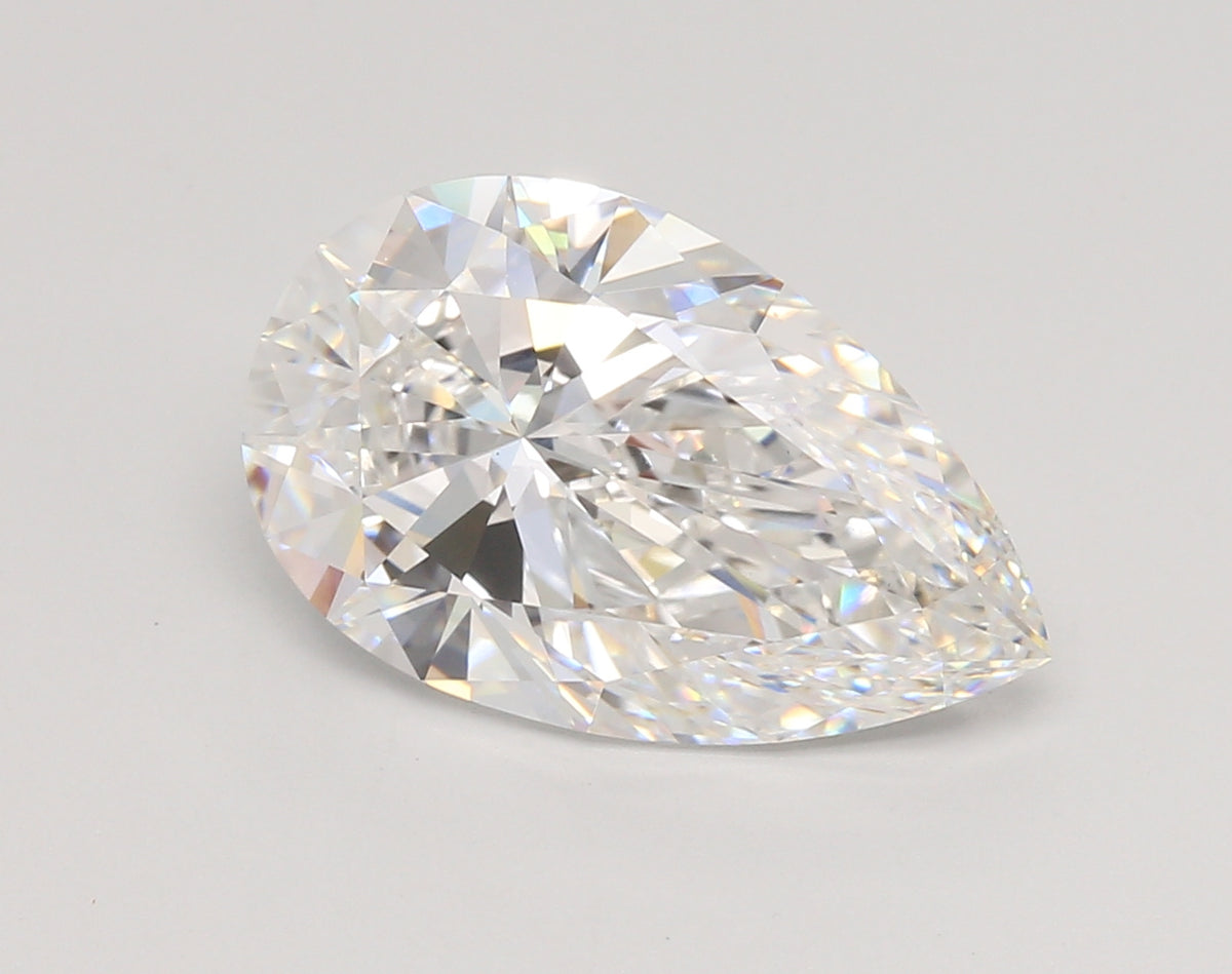 4.83 Carat Pear Shaped, Ideal Cut, E Color, VVS2 Clarity, IGI Certified Lab Grown Diamond