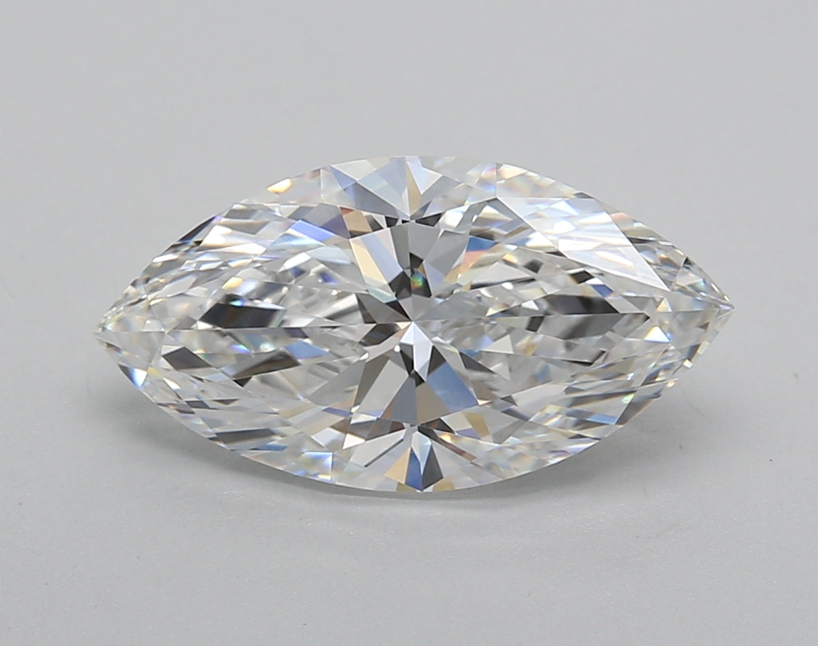3.02 Carat Marquise Shaped, Excellent Cut, D Color, VVS2 Clarity, IGI Certified Lab Grown Diamond