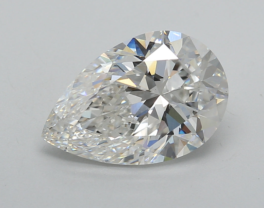 3.03 Carat Pear Shaped, Excellent Cut, F Color, VVS2 Clarity, IGI Certified Lab Grown Diamond