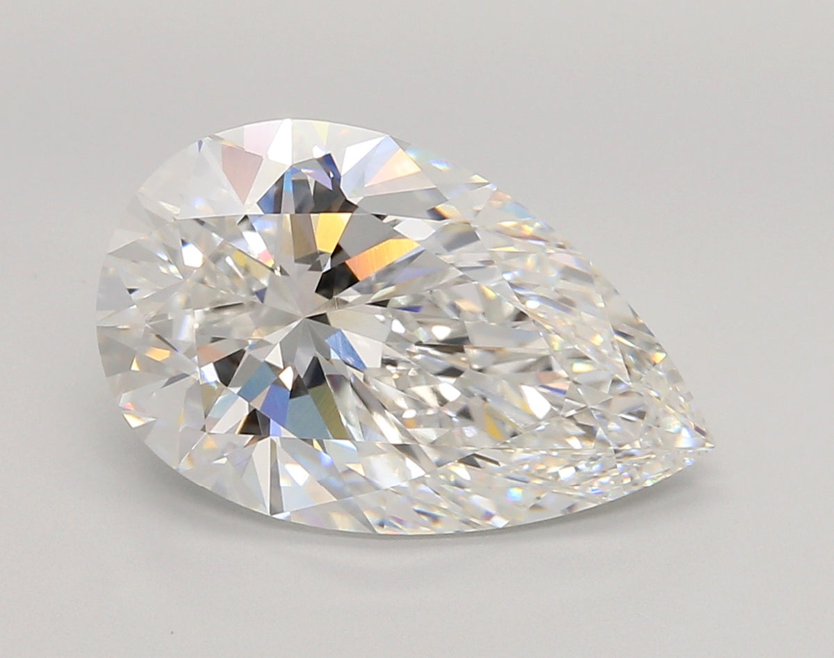 6.05 Carat Pear Shaped, Ideal Cut, E Color, VVS2 Clarity, IGI Certified Lab Grown Diamond