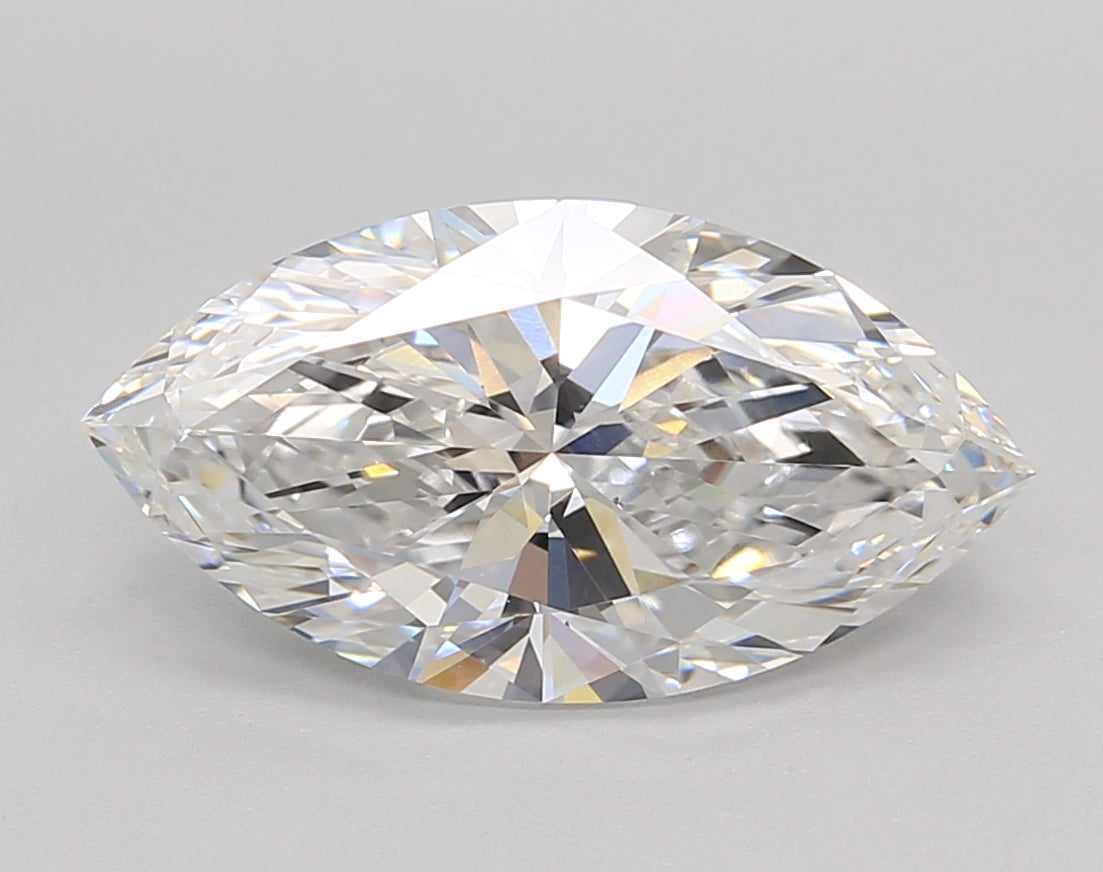 3.02 Carat Marquise Shaped, Ideal Cut, D Color, VVS1 Clarity, IGI Certified Lab Grown Diamond