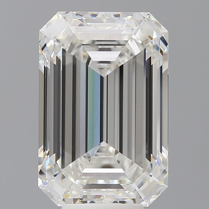 8.07 Carat Emerald Shaped, Ideal Cut, F Color, VVS2 Clarity, IGI Certified Lab Grown Diamond