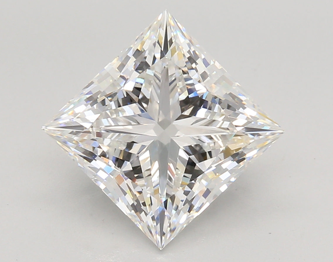 4.56 Carat Princess Shaped, Ideal Cut, E Color, VVS2 Clarity, IGI Certified Lab Grown Diamond