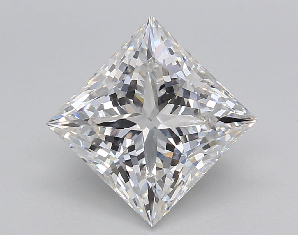 3.02 Carat Princess Shaped, Ideal Cut, E Color, VVS2 Clarity, IGI Certified Lab Grown Diamond