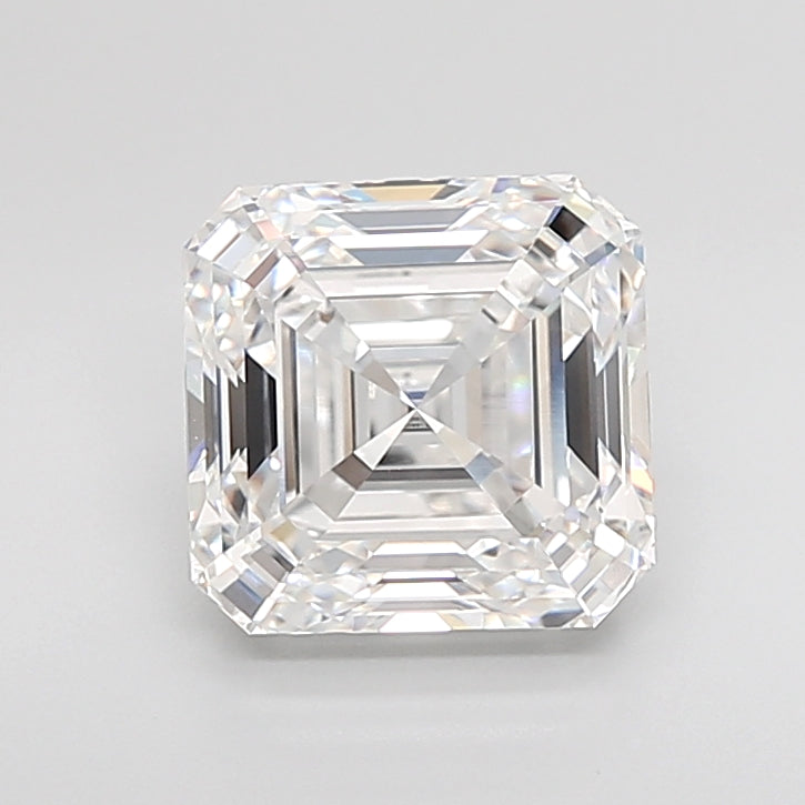 4.04 Carat Asscher Shaped, Ideal Cut, D Color, VVS2 Clarity, IGI Certified Lab Grown Diamond