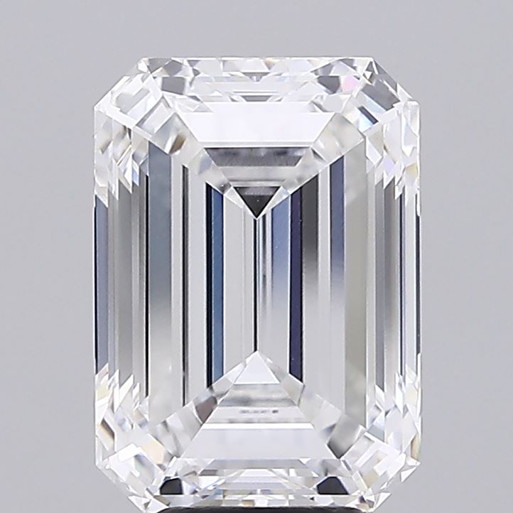 6.05 Carat Emerald Shaped, Ideal Cut, D Color, VVS2 Clarity, IGI Certified Lab Grown Diamond