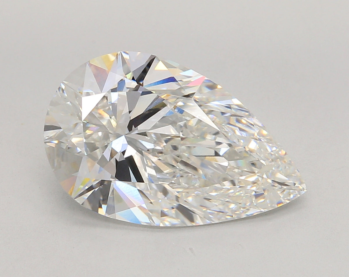 6.01 Carat Pear Shaped, Ideal Cut, F Color, VVS2 Clarity, IGI Certified Lab Grown Diamond