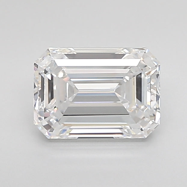1.61 Carat Emerald Shaped, Ideal Cut, D Color, VVS2 Clarity, IGI Certified Lab Grown Diamond
