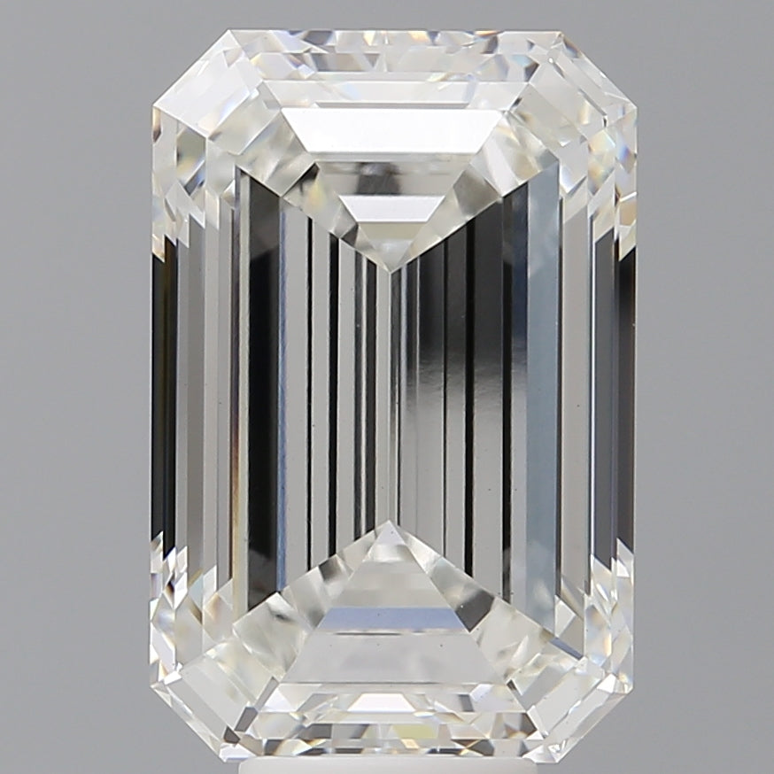 9.08 Carat Emerald Shaped, Ideal Cut, F Color, VVS2 Clarity, IGI Certified Lab Grown Diamond