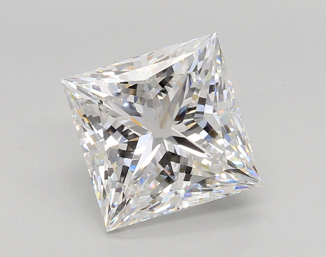 4.04 Carat Princess Shaped, Ideal Cut, E Color, VVS2 Clarity, IGI Certified Lab Grown Diamond