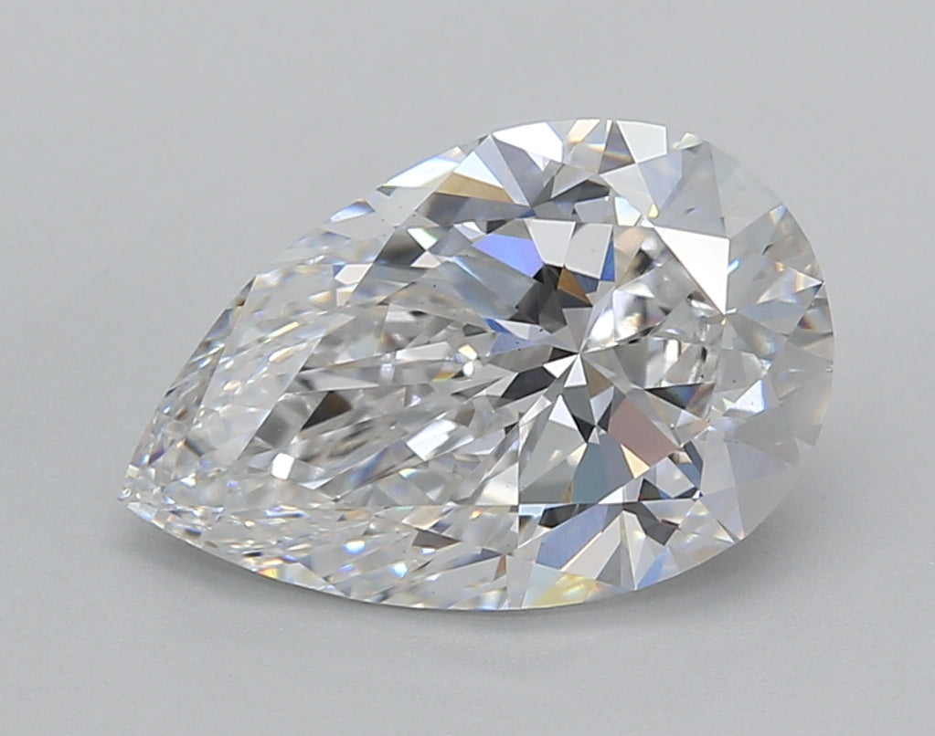 3.02 Carat Pear Shaped, Excellent Cut, D Color, VS1 Clarity, IGI Certified Lab Grown Diamond