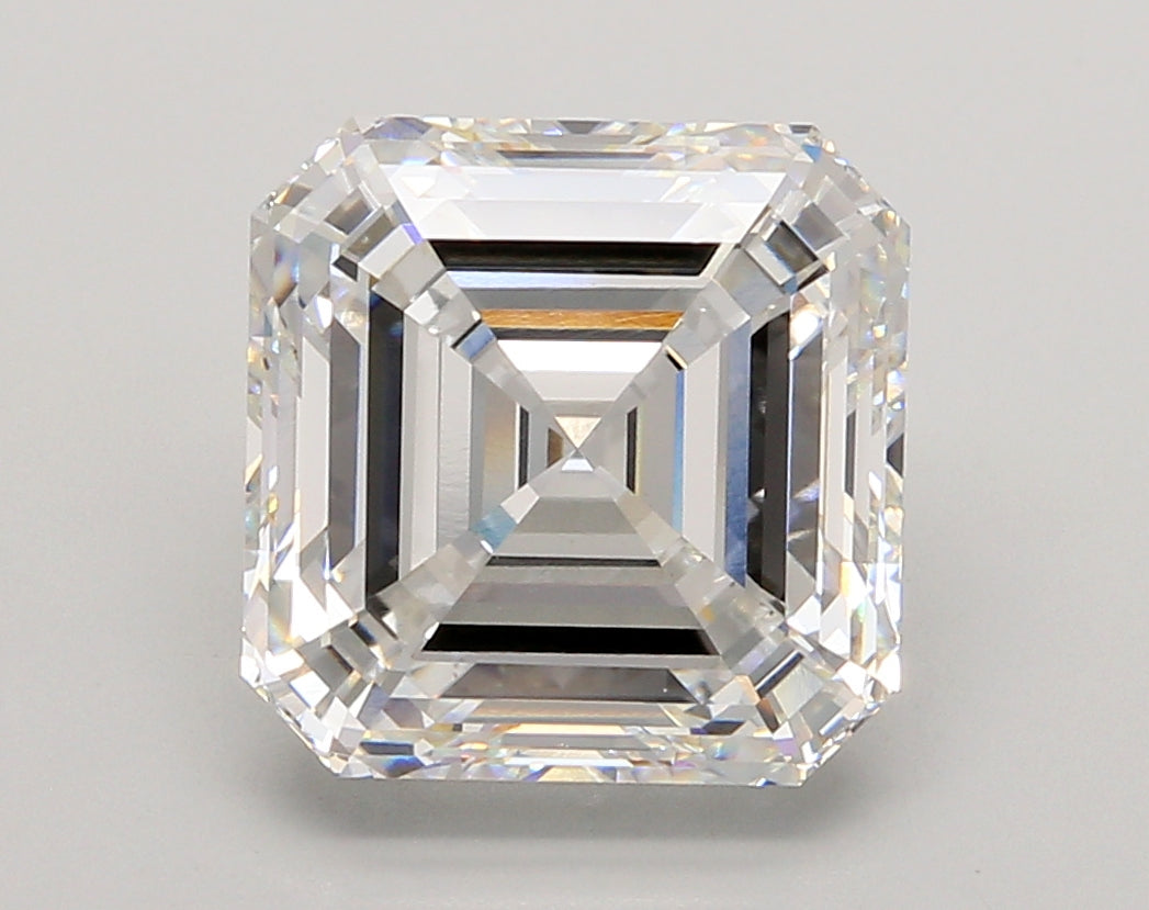 6.02 Carat Asscher Shaped, Ideal Cut, E Color, VVS2 Clarity, IGI Certified Lab Grown Diamond