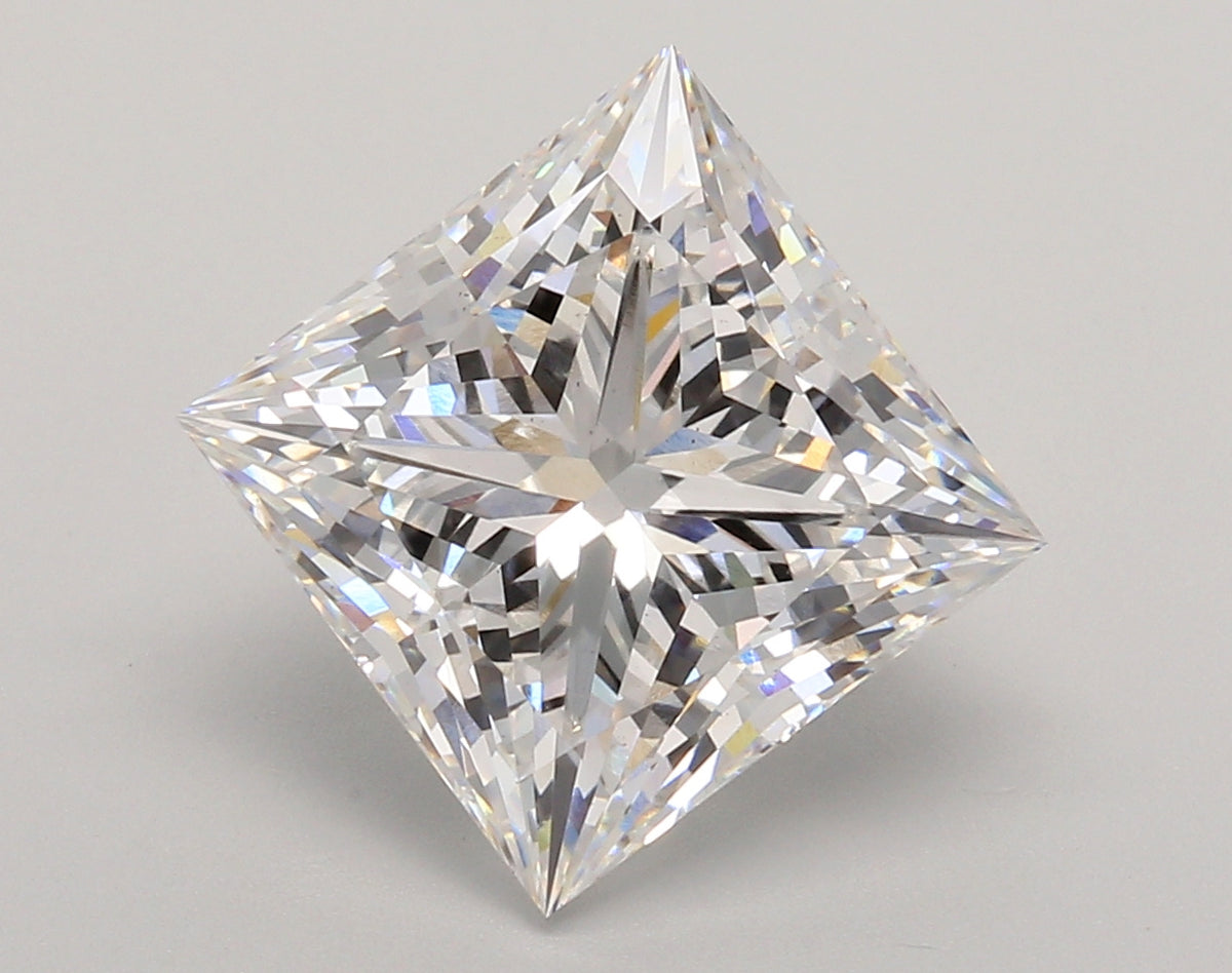 5.53 Carat Princess Shaped, Ideal Cut, E Color, VS1 Clarity, IGI Certified Lab Grown Diamond