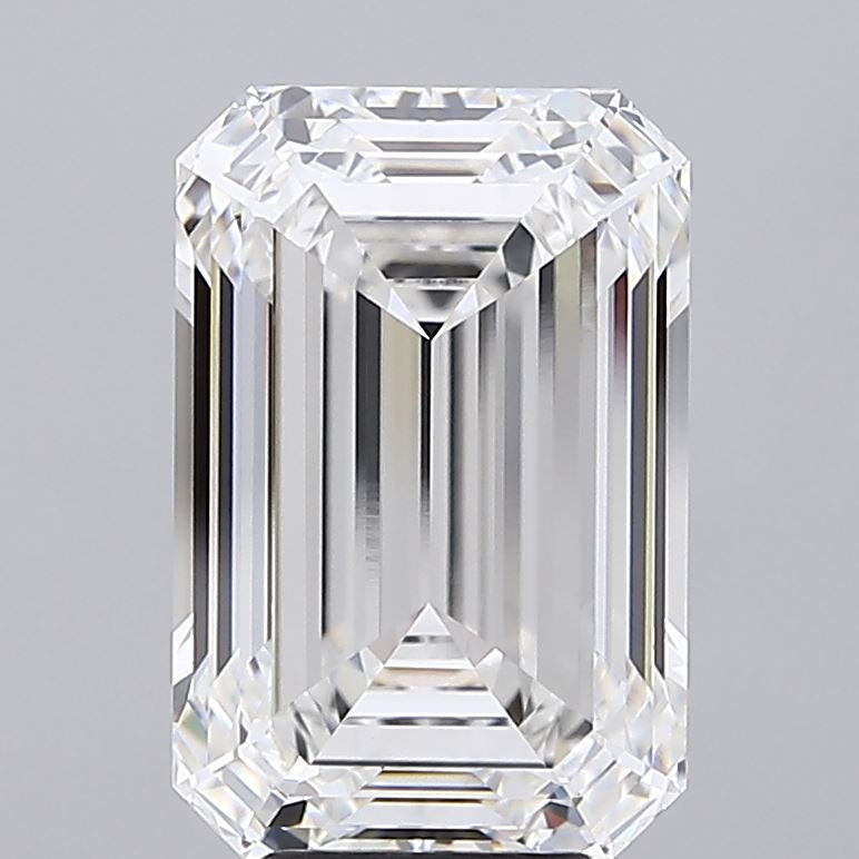 6.20 Carat Emerald Shaped, Ideal Cut, E Color, VVS2 Clarity, IGI Certified Lab Grown Diamond