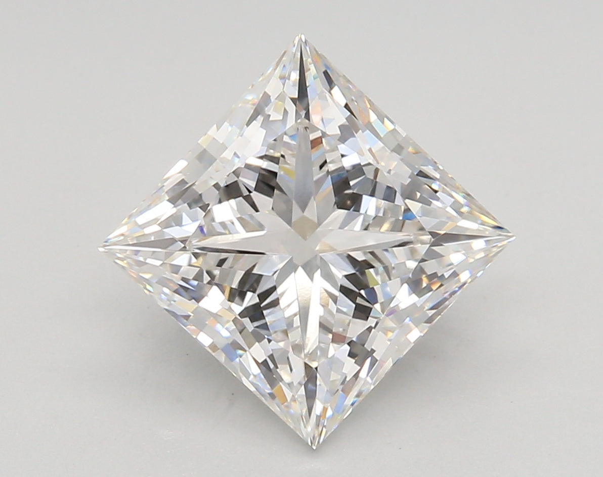 4.58 Carat Princess Shaped, Ideal Cut, F Color, VVS2 Clarity, IGI Certified Lab Grown Diamond
