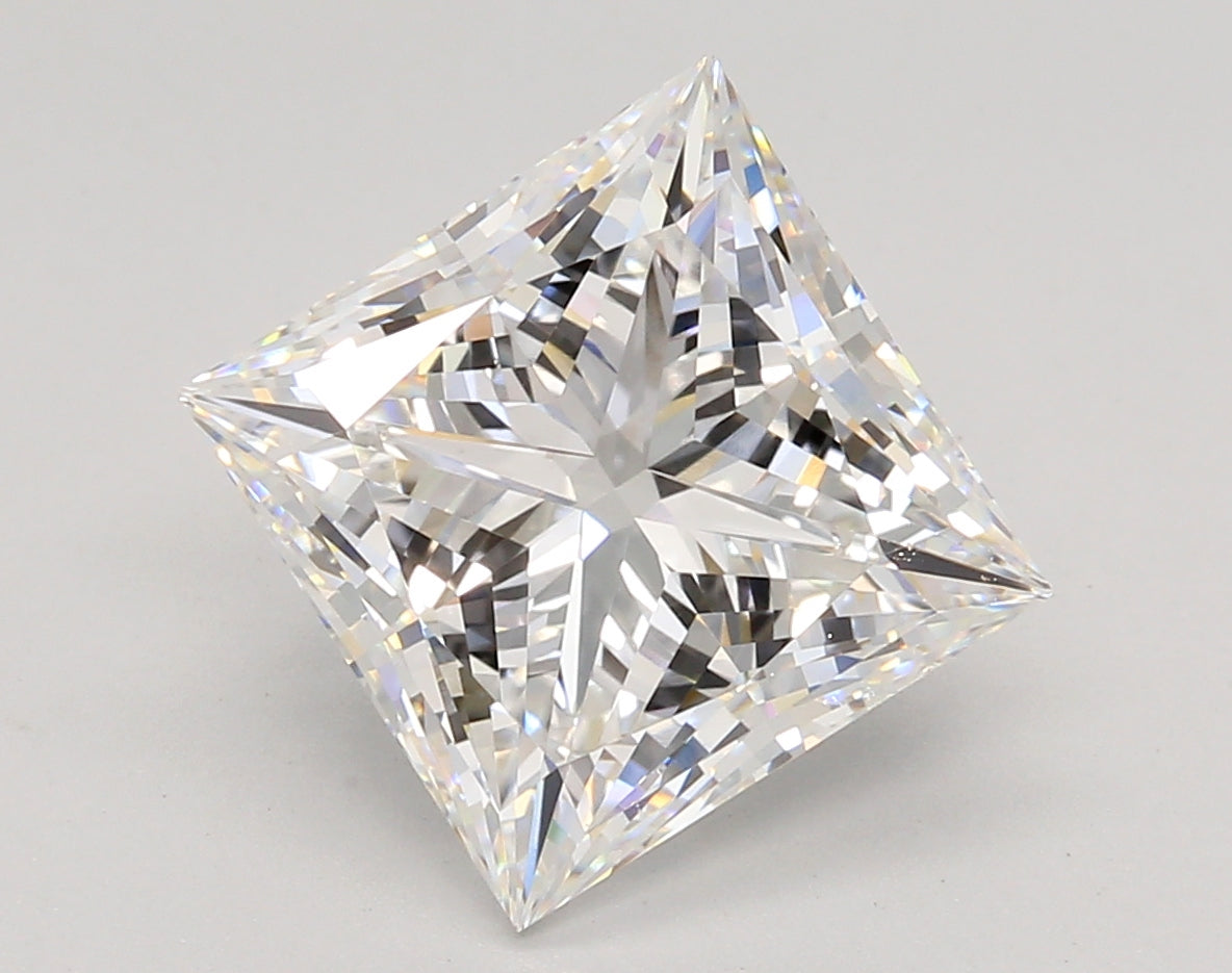 5.07 Carat Princess Shaped, Ideal Cut, E Color, VVS2 Clarity, IGI Certified Lab Grown Diamond