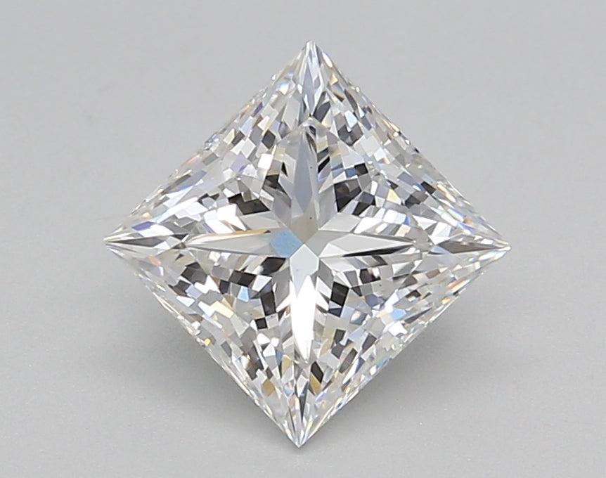1.52 Carat Princess Shaped, Ideal Cut, E Color, VS1 Clarity, IGI Certified Lab Grown Diamond