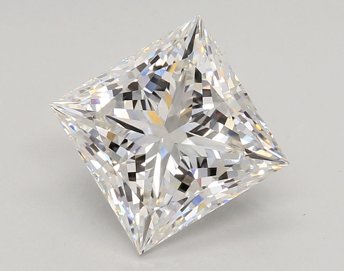 4.09 Carat Princess Shaped, Ideal Cut, F Color, VS1 Clarity, IGI Certified Lab Grown Diamond