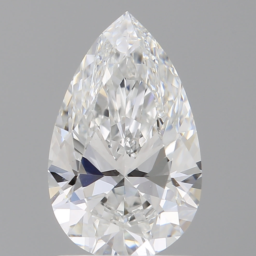 1.55 Carat Pear Shaped, Ideal Cut, E Color, VVS2 Clarity, IGI Certified Lab Grown Diamond