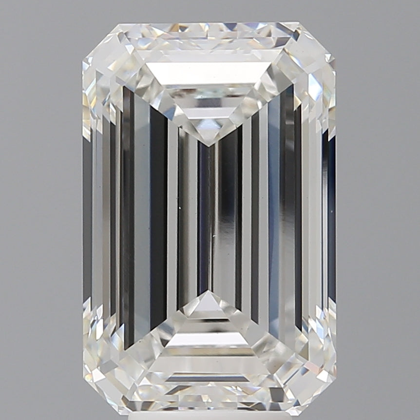 8.09 Carat Emerald Shaped, Ideal Cut, F Color, VVS2 Clarity, IGI Certified Lab Grown Diamond
