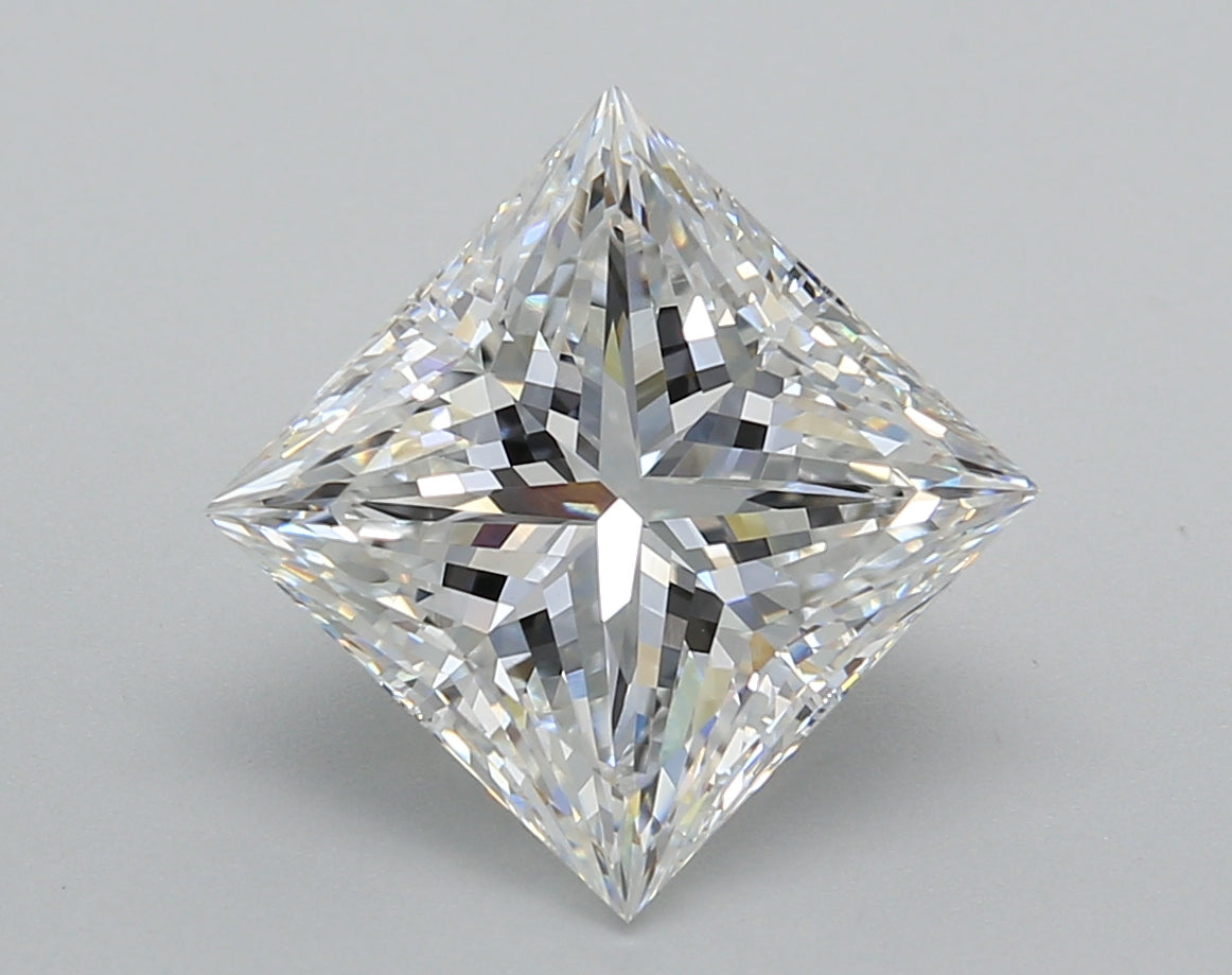 4.01 Carat Princess Shaped, Excellent Cut, E Color, VVS2 Clarity, IGI Certified Lab Grown Diamond