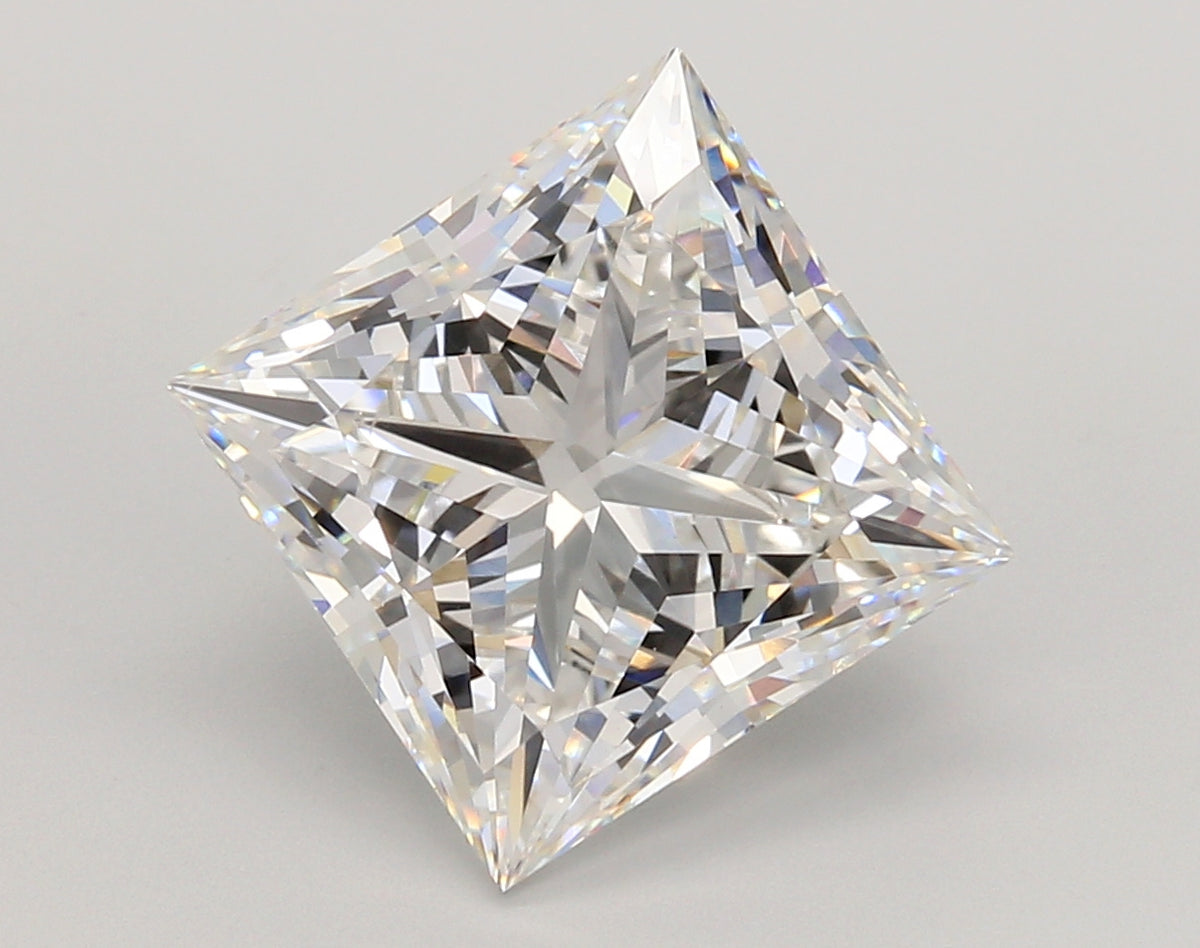 5.53 Carat Princess Shaped, Ideal Cut, E Color, VVS2 Clarity, IGI Certified Lab Grown Diamond