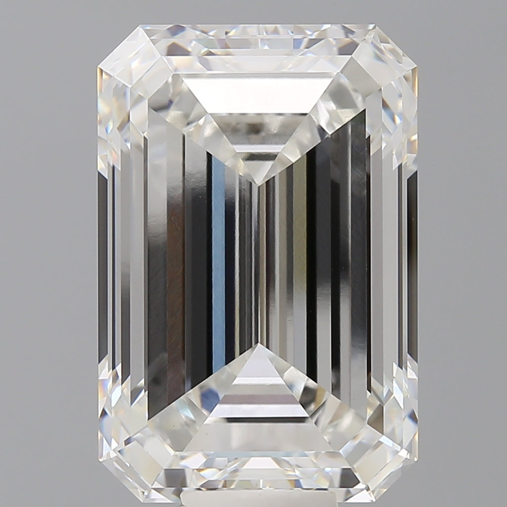 14.59 Carat Emerald Shaped, Ideal Cut, F Color, VVS2 Clarity, IGI Certified Lab Grown Diamond