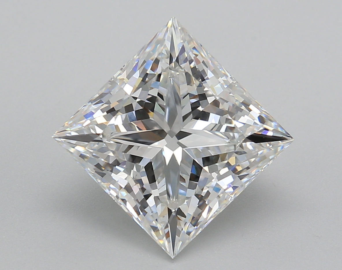 5.02 Carat Princess Shaped, Excellent Cut, E Color, VVS2 Clarity, IGI Certified Lab Grown Diamond