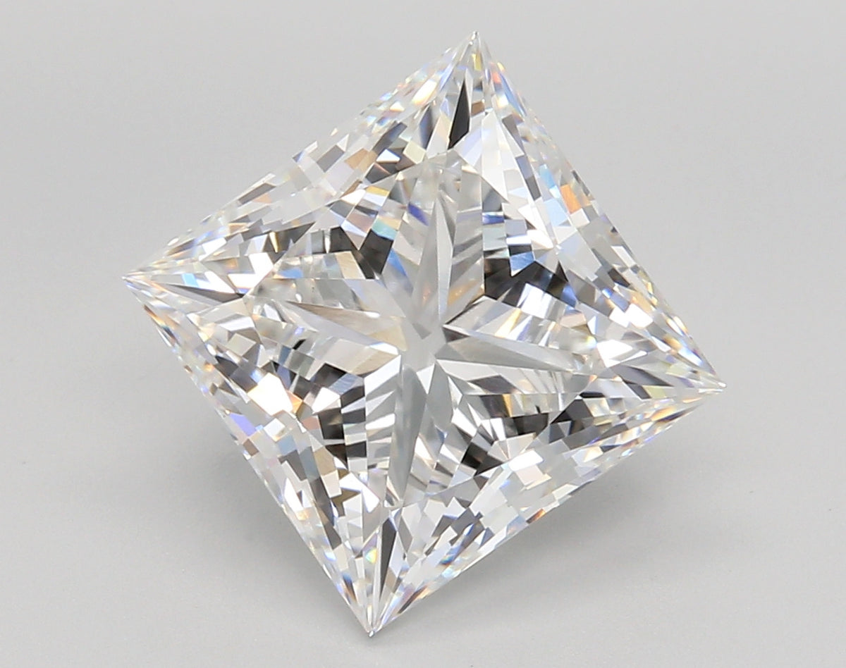 5.57 Carat Princess Shaped, Ideal Cut, E Color, VS1 Clarity, IGI Certified Lab Grown Diamond