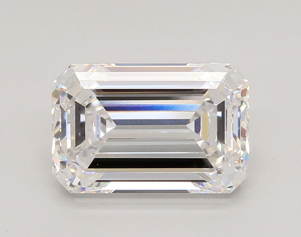 3.43 Carat Emerald Shaped, Ideal Cut, D Color, VVS2 Clarity, IGI Certified Lab Grown Diamond
