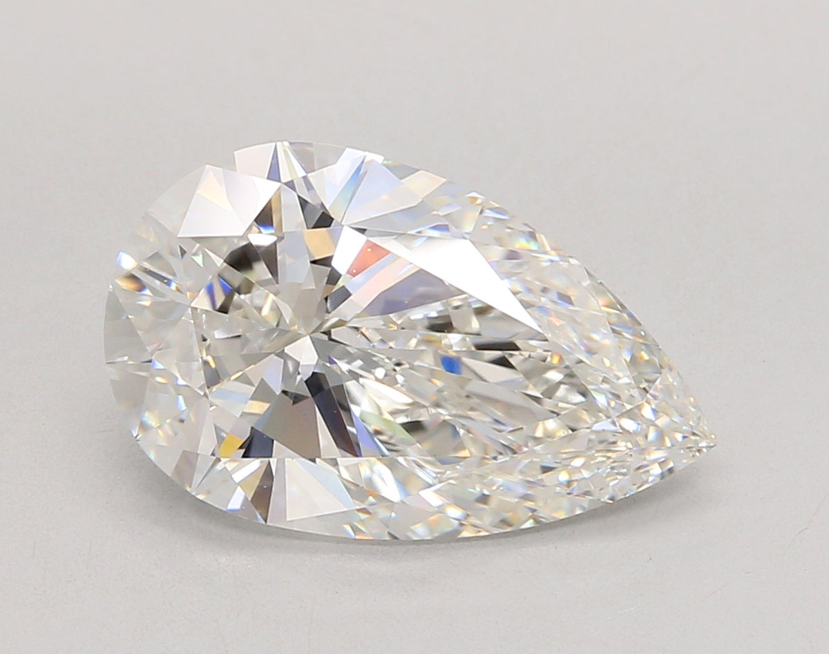 5.02 Carat Pear Shaped, Ideal Cut, F Color, VVS2 Clarity, IGI Certified Lab Grown Diamond