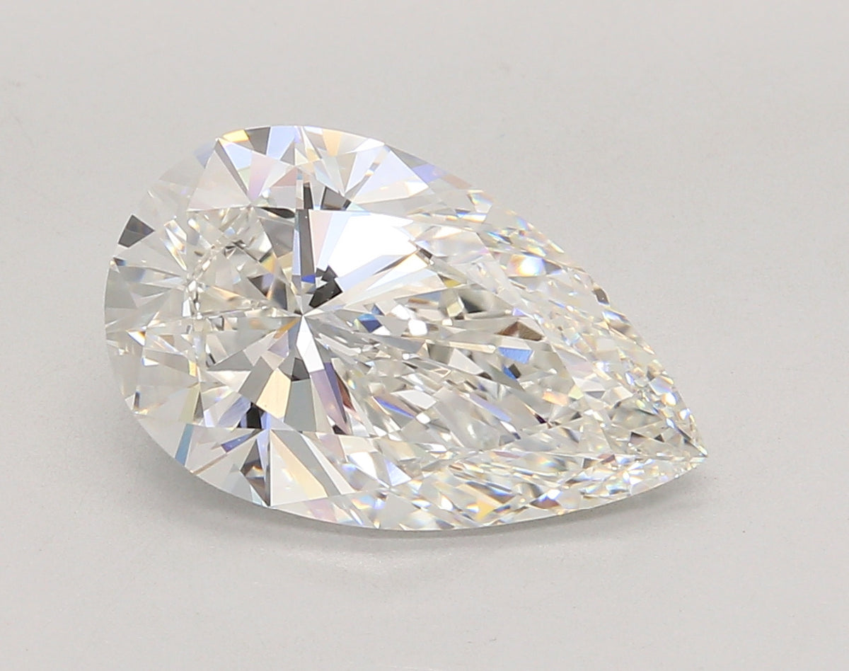 5.04 Carat Pear Shaped, Ideal Cut, F Color, VVS2 Clarity, IGI Certified Lab Grown Diamond