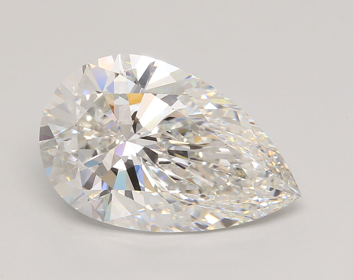 7.04 Carat Pear Shaped, Ideal Cut, F Color, VVS2 Clarity, IGI Certified Lab Grown Diamond