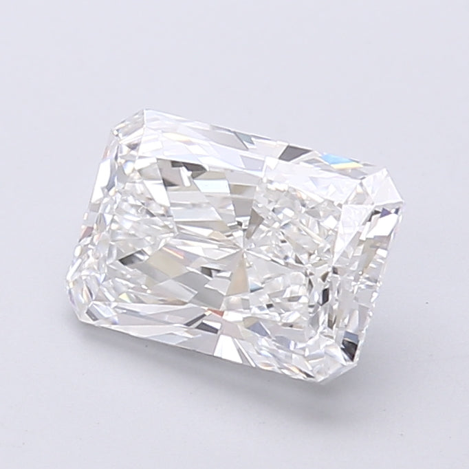 1.58 Carat Radiant Shaped, Very Good Cut, D Color, VVS2 Clarity, IGI Certified Lab Grown Diamond