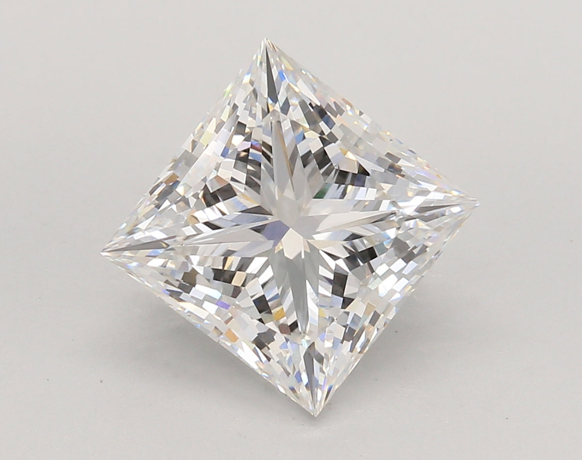 4.54 Carat Princess Shaped, Ideal Cut, E Color, VVS2 Clarity, IGI Certified Lab Grown Diamond