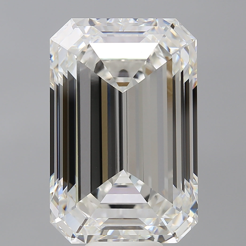 14.10 Carat Emerald Shaped, Ideal Cut, F Color, VVS2 Clarity, IGI Certified Lab Grown Diamond