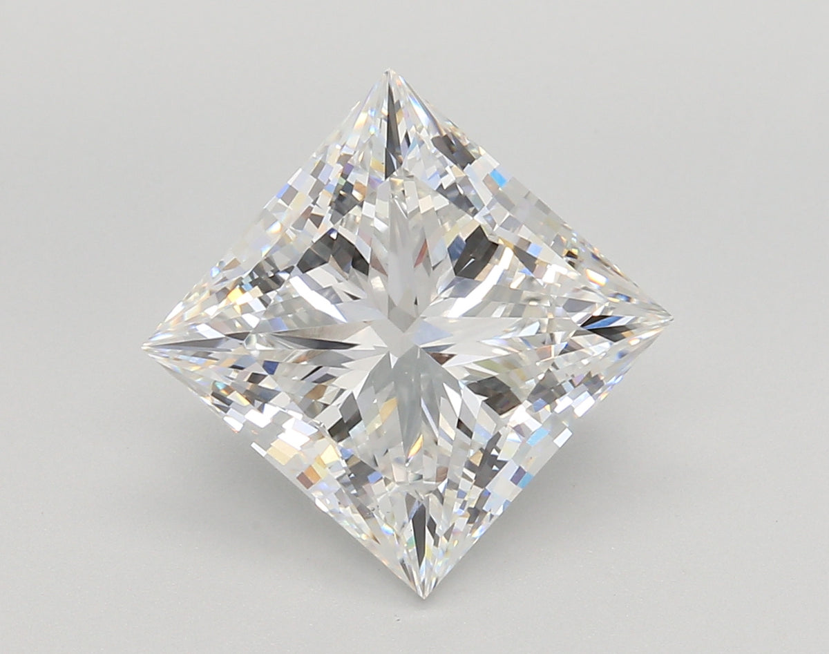 5.53 Carat Princess Shaped, Ideal Cut, E Color, VS1 Clarity, IGI Certified Lab Grown Diamond
