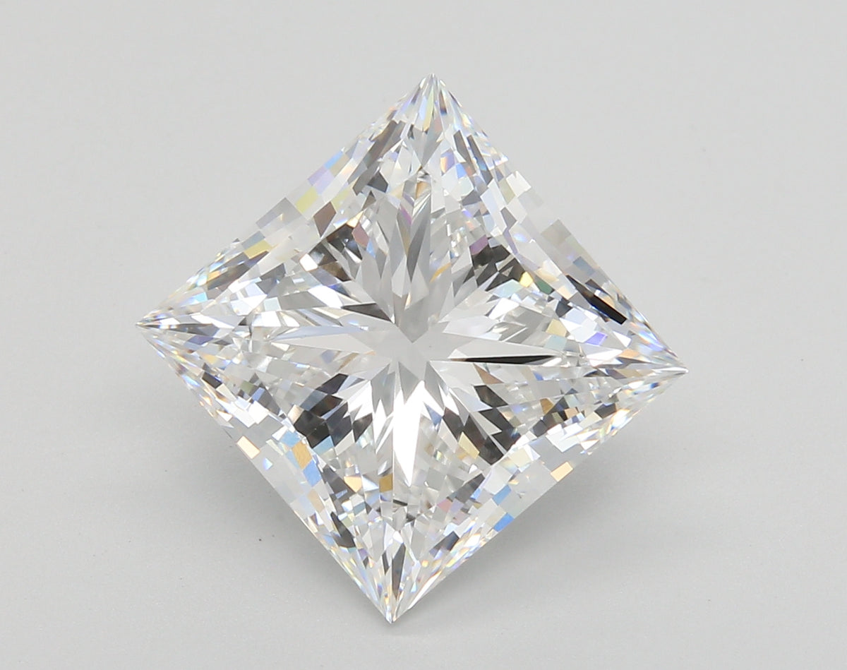 7.52 Carat Princess Shaped, Ideal Cut, E Color, VS1 Clarity, IGI Certified Lab Grown Diamond