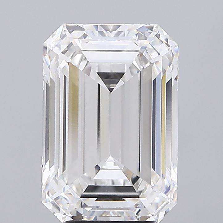 5.07 Carat Emerald Shaped, Ideal Cut, F Color, VVS2 Clarity, IGI Certified Lab Grown Diamond