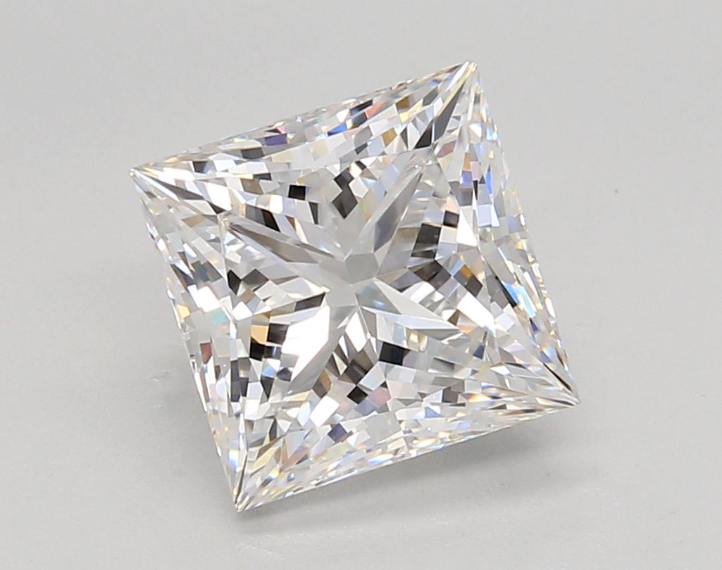 3.05 Carat Princess Shaped, Ideal Cut, E Color, VVS2 Clarity, IGI Certified Lab Grown Diamond