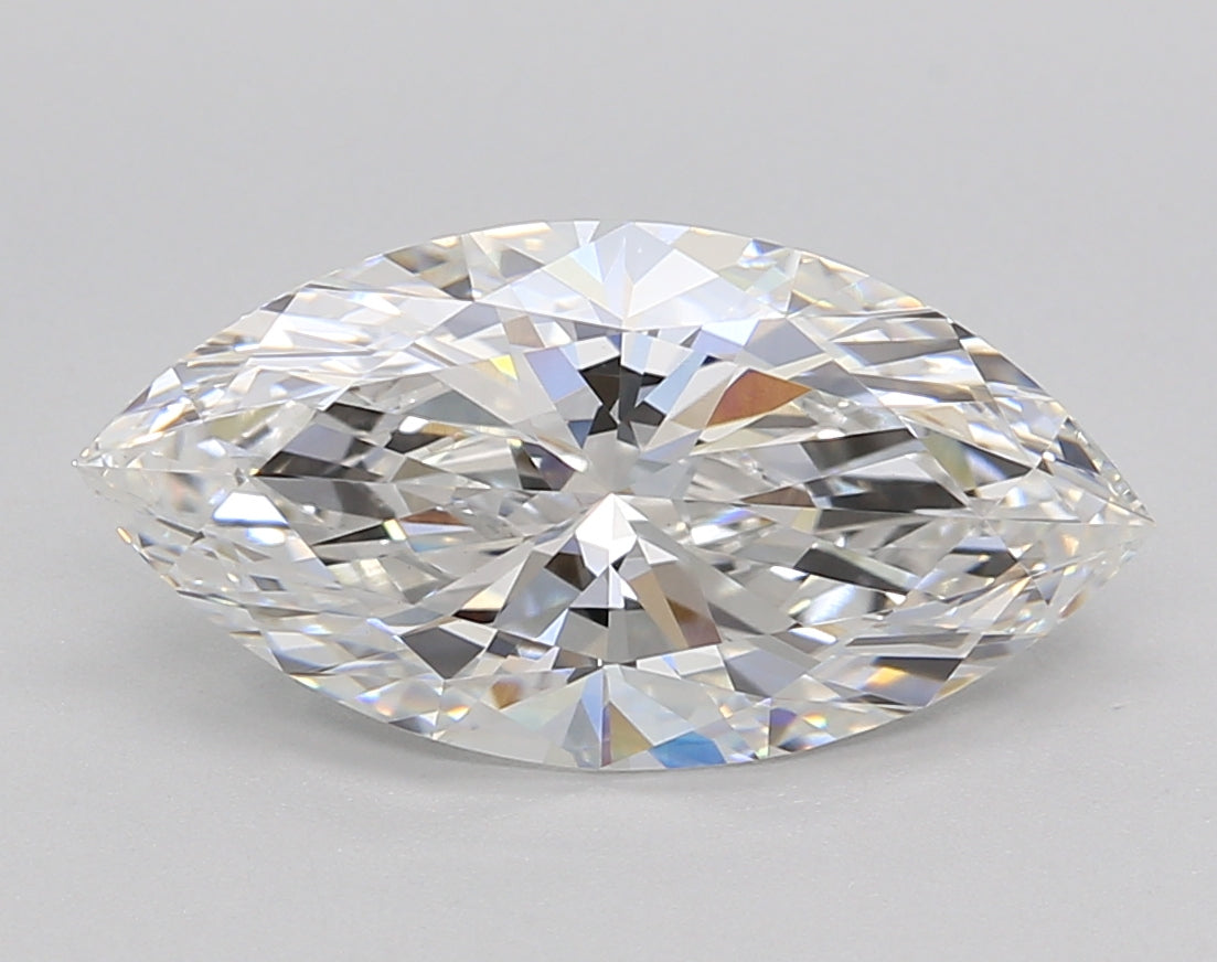 3.02 Carat Marquise Shaped, Excellent Cut, E Color, VVS2 Clarity, IGI Certified Lab Grown Diamond
