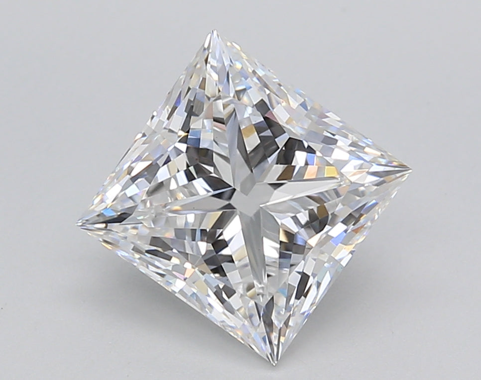 2.42 Carat Princess Shaped, Ideal Cut, D Color, VS1 Clarity, IGI Certified Lab Grown Diamond
