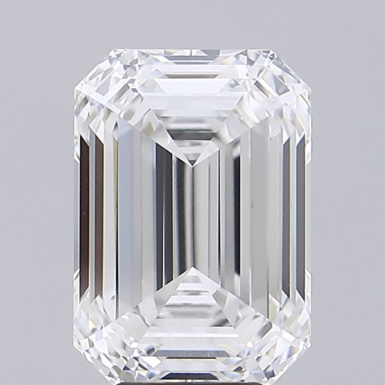 7.08 Carat Emerald Shaped, Ideal Cut, E Color, VVS2 Clarity, IGI Certified Lab Grown Diamond