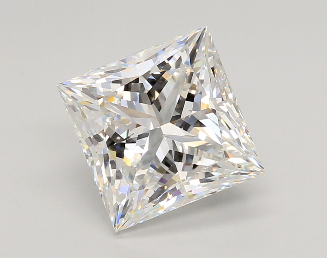 4.07 Carat Princess Shaped, Ideal Cut, F Color, VVS2 Clarity, IGI Certified Lab Grown Diamond