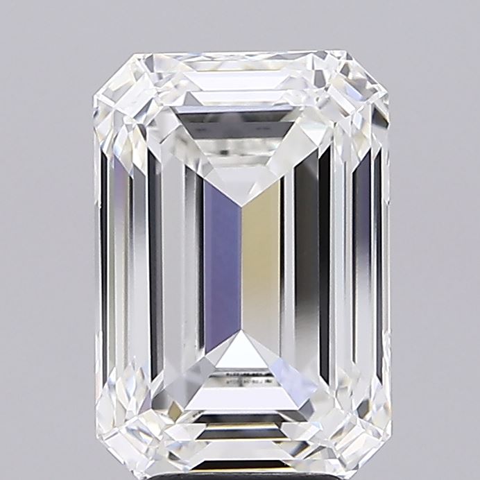 5.08 Carat Emerald Shaped, Ideal Cut, F Color, VVS2 Clarity, IGI Certified Lab Grown Diamond