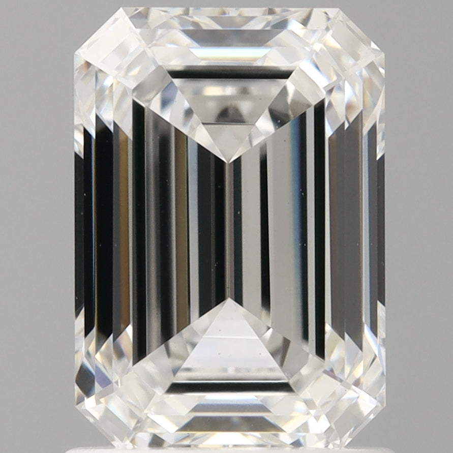 1.60 Carat Emerald Shaped, Ideal Cut, D Color, VVS2 Clarity, IGI Certified Lab Grown Diamond
