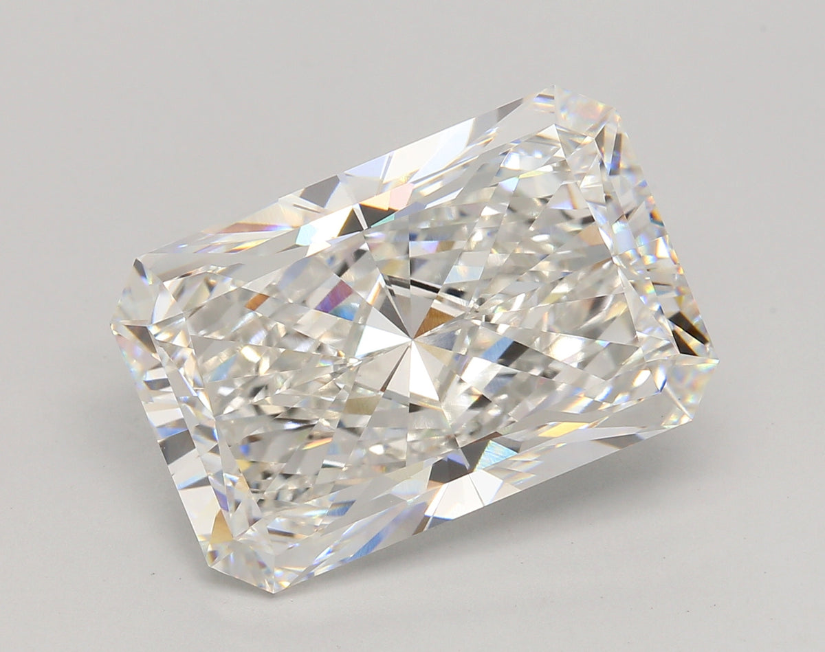 13.51 Carat Radiant Shaped, Excellent Cut, F Color, VVS2 Clarity, IGI Certified Lab Grown Diamond
