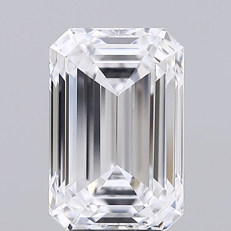 3.00 Carat Emerald Shaped, Ideal Cut, D Color, VS2 Clarity, IGI Certified Lab Grown Diamond
